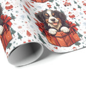Kerstmis Berner Berg Hond Gift Box Cadeaupapier (Rol Hoek)