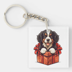 Kerstmis Berner Berg Hond Gift Box Sleutelhanger
