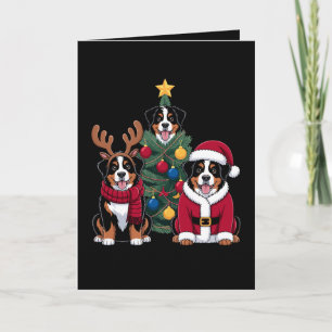 Kerstmis Berner Sennenhond Kerstman Kerstboom Kaart