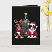 Kerstmis Berner Sennenhond Kerstman Kerstboom Kaart (Gele Bloem)
