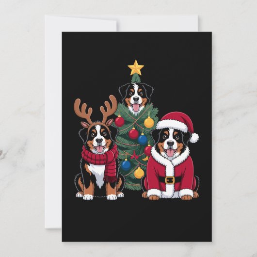 Kerstmis Berner Sennenhond Kerstman Kerstboom Kaart (Voorkant)