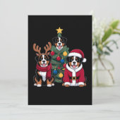 Kerstmis Berner Sennenhond Kerstman Kerstboom Kaart (Staand voorkant)