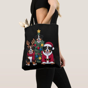 Kerstmis Berner Sennenhond Kerstman Kerstboom Tote Bag
