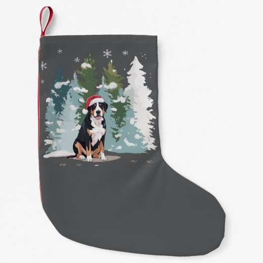 Kerstmis Berner Sennenhond Moeder Puppy Winter  Kleine Kerstsok (Voorkant)