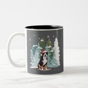 Kerstmis Berner Sennenhond Moeder Puppy Winter  Tweekleurige Koffiemok