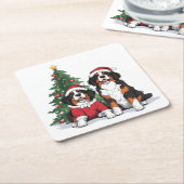 Kerstmis Berner Sennenhonden Kartonnen Onderzetters (Schuin)
