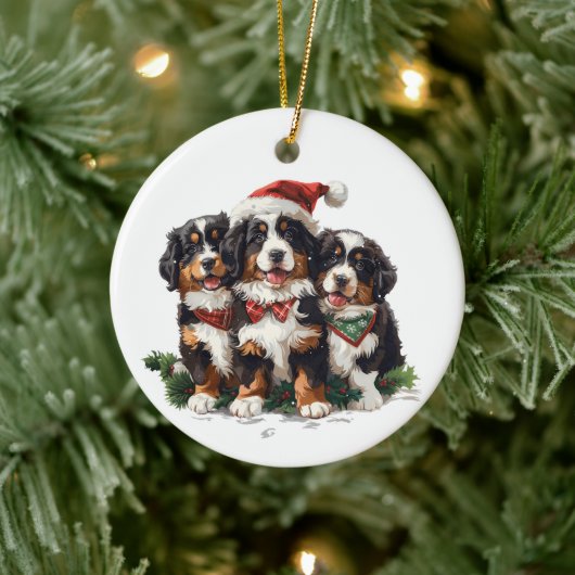Kerstmis Berner Sennenhonden Keramisch Ornament (Boom)