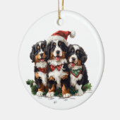 Kerstmis Berner Sennenhonden Keramisch Ornament (Links)