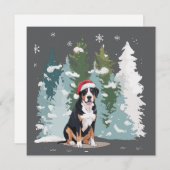 Kerstmis Bernese Mountain Dog Moeder Puppy Winter Feestdagenkaart (Voorkant / Achterkant)