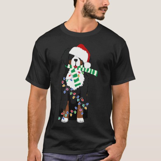 Kerstmis Bernese Mountain Holiday Dog T-shirt (Voorkant)