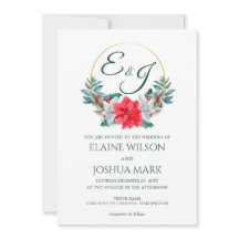 Kerstmis Berry Poinsettia Wreath Monogram Weddensc