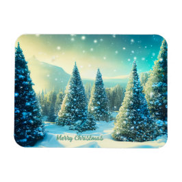 Kerstmis besneeuwd dennenbos Winter Wonderland Magneet