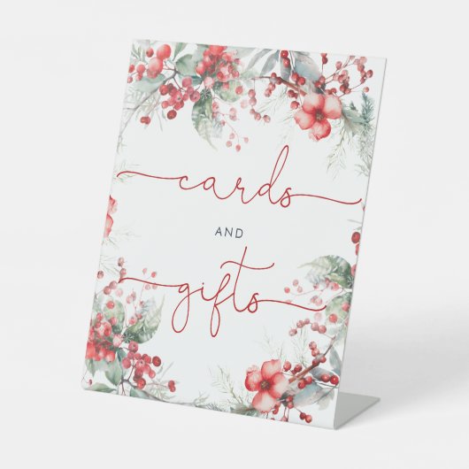 Kerstmis Besproeiing Kaarten & Cadeaus Reclamebord Met Voetstuk (Voorkant)