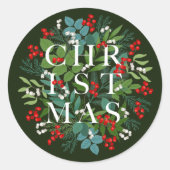 KERSTMIS bessen groene vakantie Ronde Sticker (Voorkant)