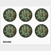 KERSTMIS bessen groene vakantie Ronde Sticker (Vel)