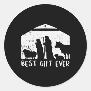 Kerstmis Beste Gift Geboorte Xmas Christelijke Man Ronde Sticker