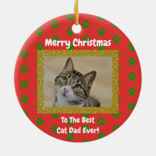 Kerstmis Beste Kat Papa Ooit Huisdier Foto Keramisch Ornament