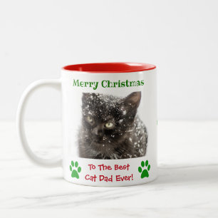 Kerstmis Beste Kat Vader Ooit Huisdier Foto Tweekleurige Koffiemok