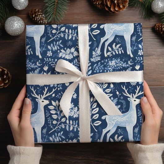 Kerstmis Beste Monochromatische Blauw Wit Cadeaupapier