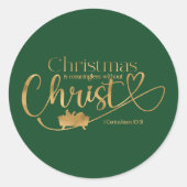 KERSTMIS BETEKENISLOOS ZONDER CHRISTUS RONDE STICKER (Voorkant)