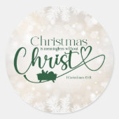 KERSTMIS BETEKENISLOOS ZONDER CHRISTUS RONDE STICKER (Voorkant)