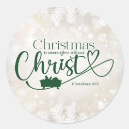 KERSTMIS BETEKENISLOOS ZONDER CHRISTUS RONDE STICKER