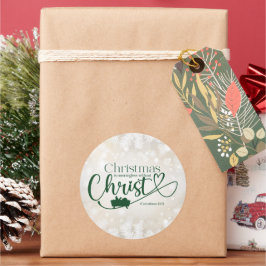 KERSTMIS BETEKENISLOOS ZONDER CHRISTUS RONDE STICKER