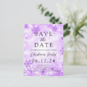 Kerstmis Bewaar de datum Paarse Winter Wonder Aankondigingskaart (Staand voorkant)