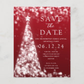 Kerstmis Bewaar de datum Zilveren Boom Rood Invite (Voorkant)