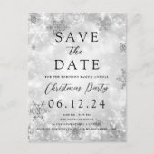 Kerstmis Bewaar de datum Zilveren Winter Wonder Aankondigingskaart (Voorkant)