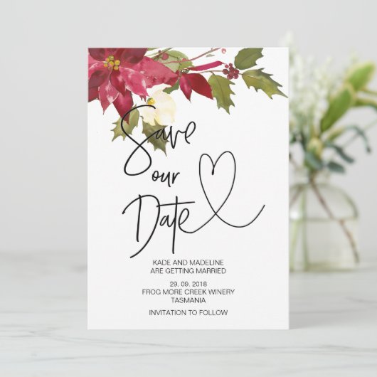 Kerstmis Bewaar onze datum Wintertrouw Kaart (Staand voorkant)