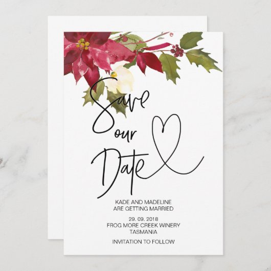 Kerstmis Bewaar onze datum Wintertrouw Kaart (Voorkant / Achterkant)