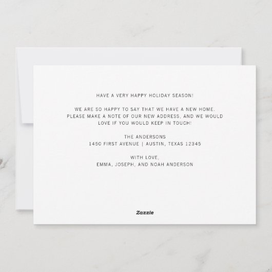 Kerstmis Bewegende Aankondiging van ons Nieuwe Hui (Achterkant)