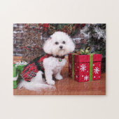 Kerstmis - Bichon Frise - Mia Legpuzzel (Horizontaal)