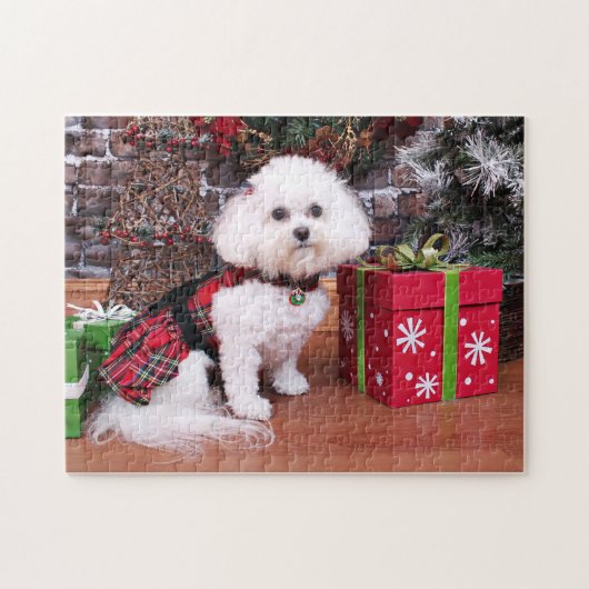 Kerstmis - Bichon Frise - Mia Legpuzzel (Horizontaal)