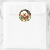 Kerstmis - Bichon Frise - Mori Ronde Sticker (Tas)