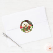 Kerstmis - Bichon Frise - Mori Ronde Sticker (Envelop)