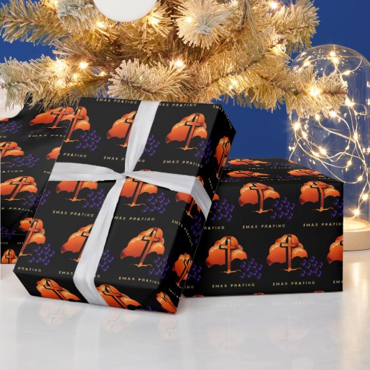 Kerstmis Biddend zwart Cadeaupapier (Feestdagen)