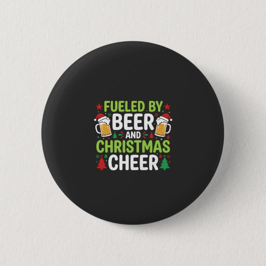 Kerstmis bier feestelijke drank vector ronde button 5,7 cm (Voorkant)