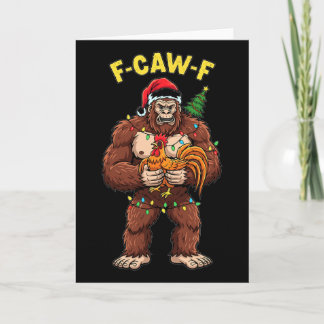 Kerstmis Bigfoot Houdt Kip Grappige Feestdag Kaart