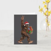 Kerstmis Bigfoot Kerstman Hoed Grappige Sasquatch  Kaart (Gele Bloem)