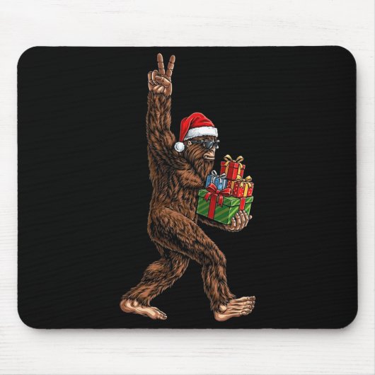 Kerstmis Bigfoot Kerstman Hoed Grappige Sasquatch Muismat (Voorkant)
