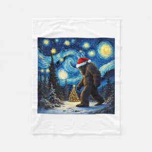 Kerstmis Bigfoot Kerstman Hoed Van Gogh Sterrennac Fleece Deken