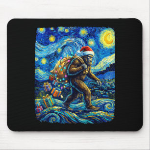Kerstmis Bigfoot Kerstman Hoed Van Gogh Sterrennac Muismat