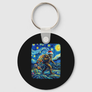 Kerstmis Bigfoot Kerstman Hoed Van Gogh Sterrennac Sleutelhanger