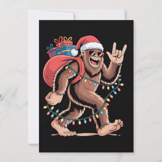 Kerstmis Bigfoot Sasquatch kerstboom verlichting S Feestdagenkaart (Voorkant)