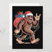 Kerstmis Bigfoot Sasquatch kerstboom verlichting S Feestdagenkaart (Voorkant / Achterkant)