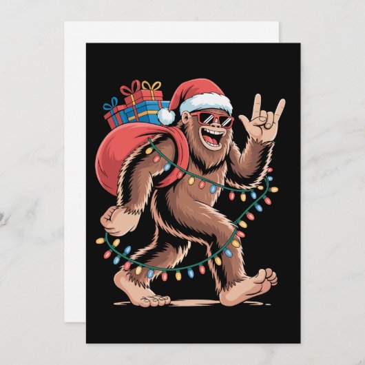 Kerstmis Bigfoot Sasquatch kerstboom verlichting S Feestdagenkaart (Voorkant / Achterkant)