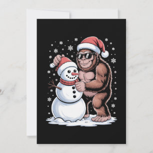 Kerstmis Bigfoot Sasquatch Sneeuwman Kerstman Hoed Kaart