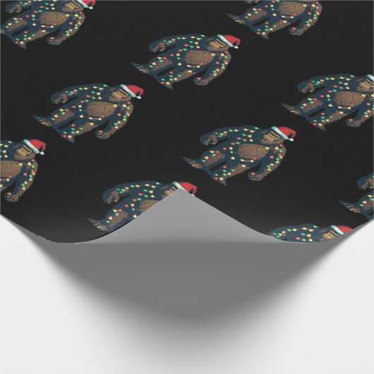 Kerstmis bigfoot yeti ontwerp cadeaupapier (Hoek)